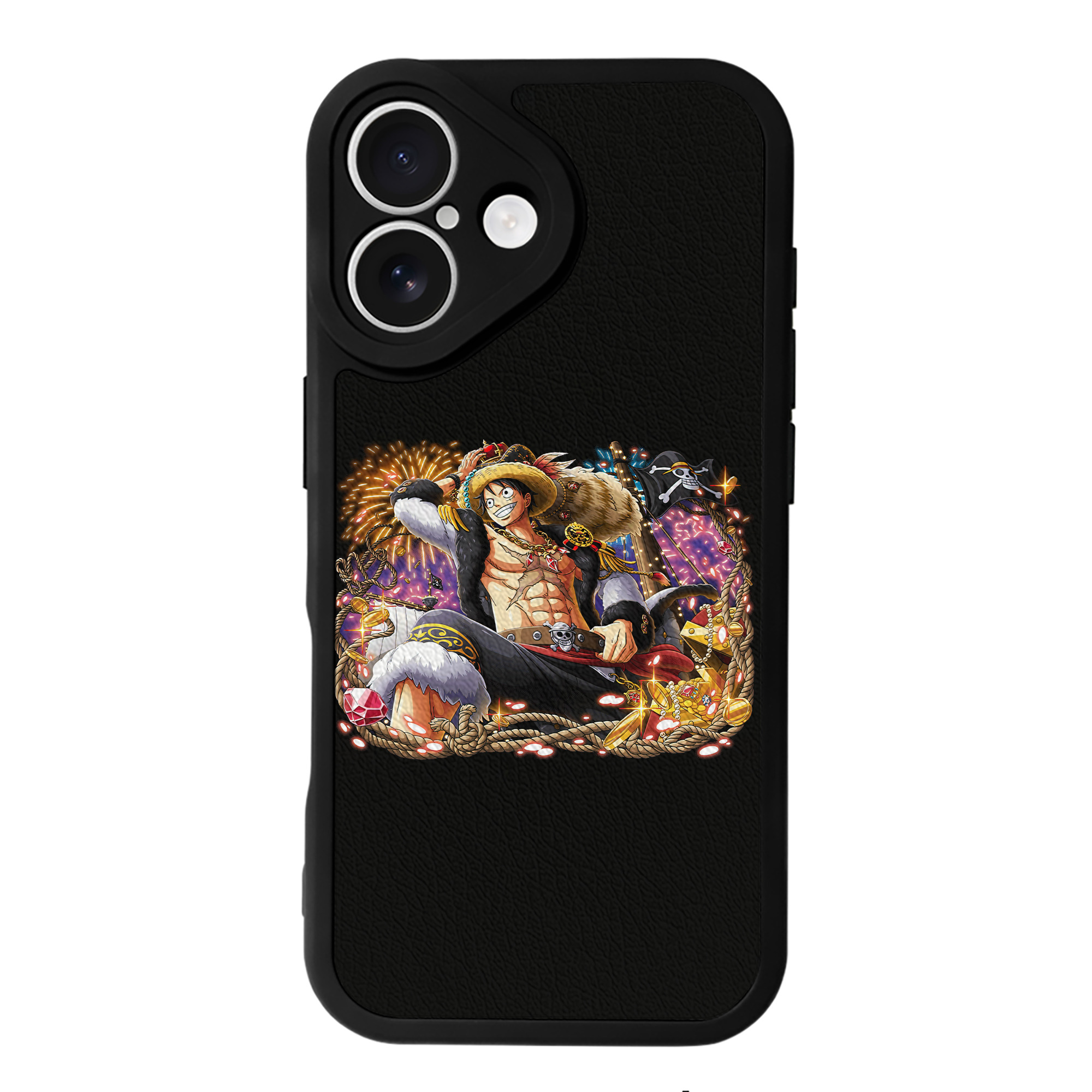 （画像用） ワンピース モンキー・D・ルフィ ONE PIECE Monkey D. Luffy 【iPhone 16シリーズ対応】シリコンスマホケース（レザー調） 材質：シリコン